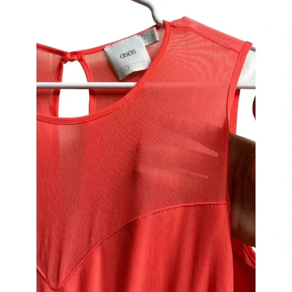 Asos Maternity Mesh Keyhole Dress Peach/Orange Size 6 - Picture 10 of 14